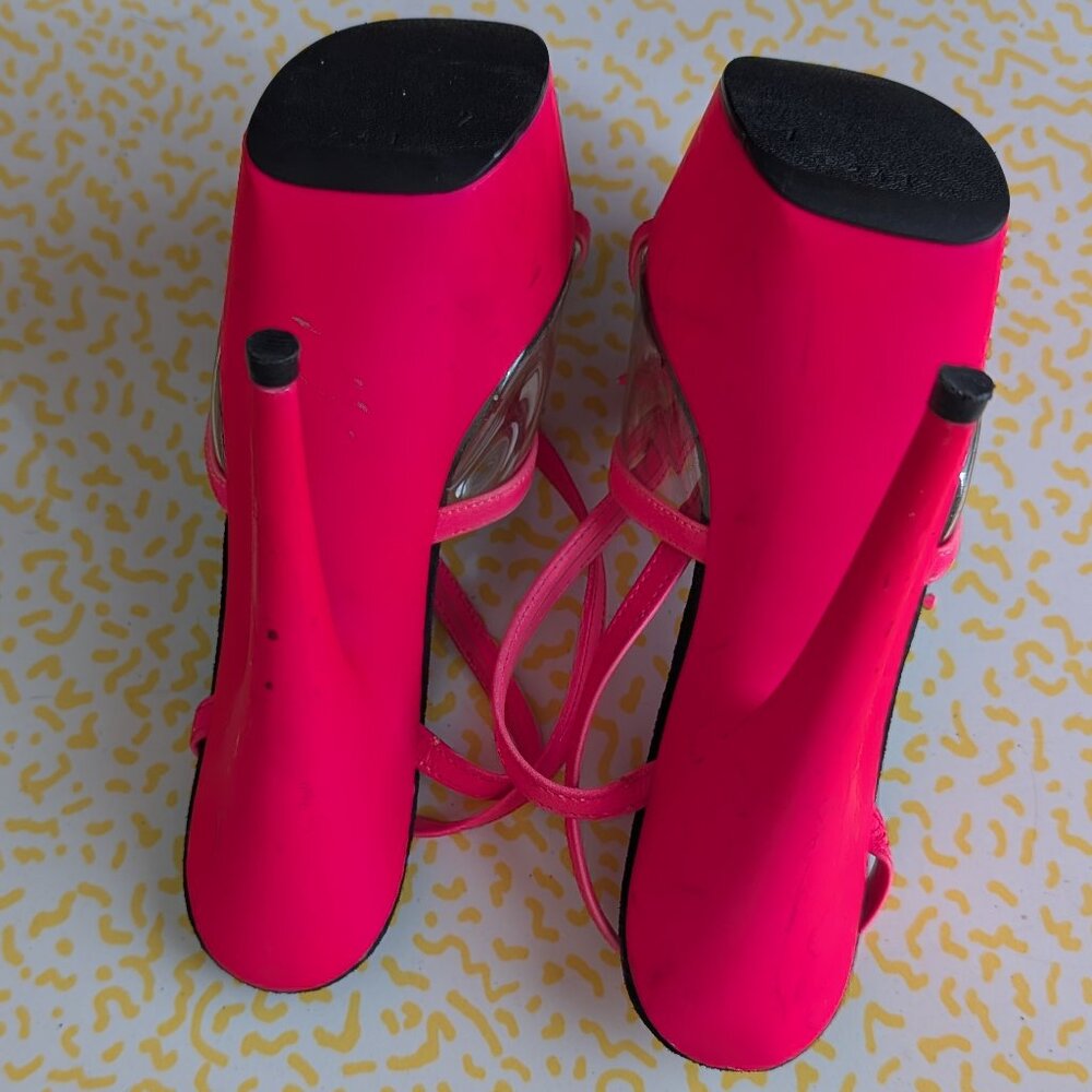 Luscious Neon Pink Glowing Platform Heels Size 7 - Picture 5 of 10